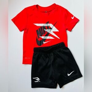 Nike Kids' Red Tee and Black Shorts Set